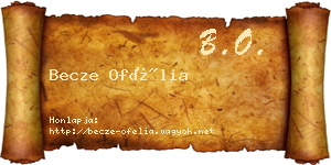 Becze Ofélia névjegykártya